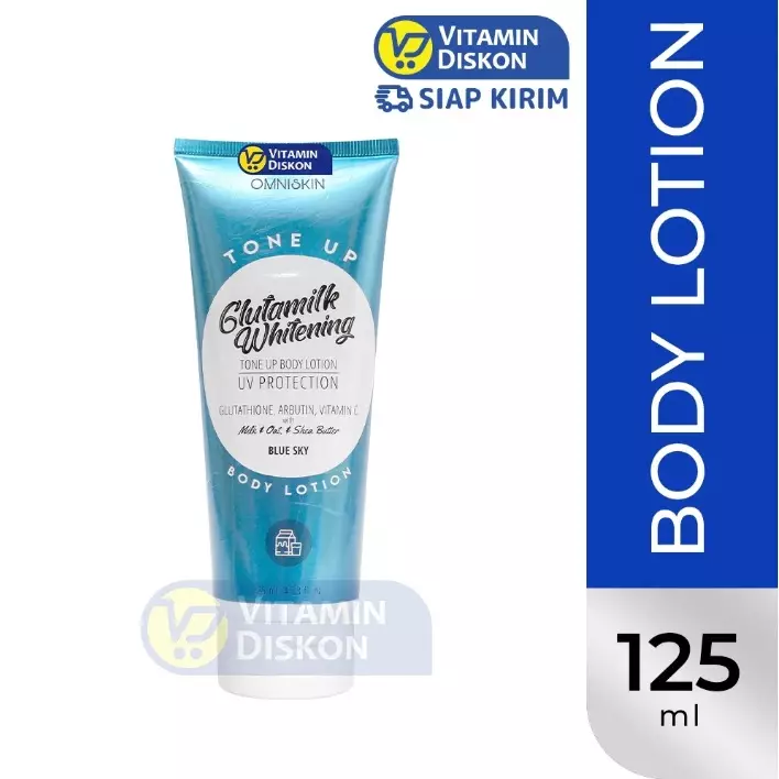 OMNISKIN GLUTAMILK WHITENING TONE UP BODY LOTION BLUE SKY 125ML