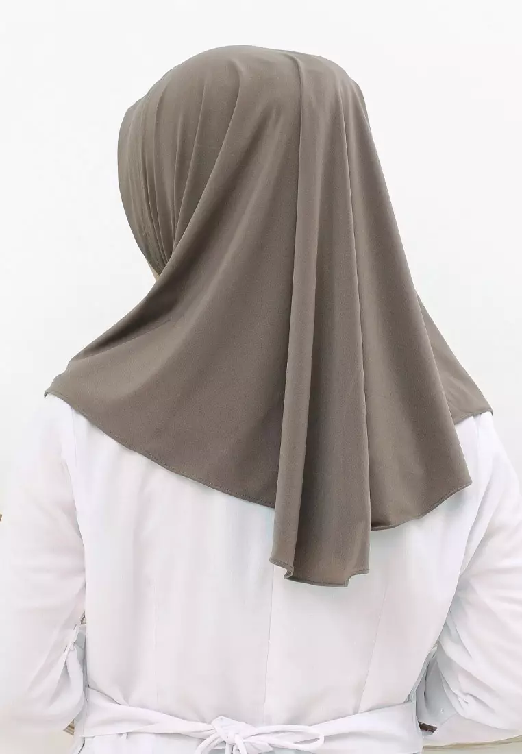 Hijab Jilbab Instan Bergo Super Jersey Cool Tech Wanita Mink Brown