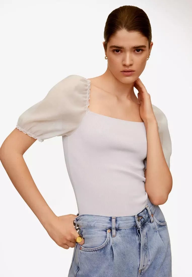 Knit puff sleeve new arrivals top