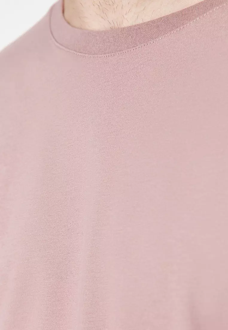 Dusty Rose Oversize/Wide Cut 100% Cotton Short Sleeve Basic T-Shirt TMNSS22TS0318