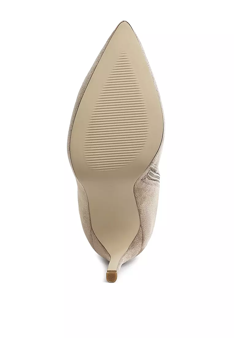 Sepatu Bot Anak Sapi Bermotif Berlian Imitasi Warna Beige