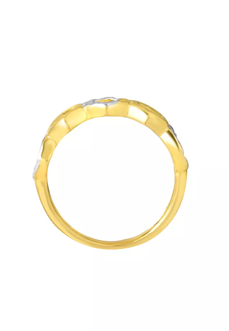 TOMEI Dual-Tone Oxagon Ring, Yellow Gold 916
