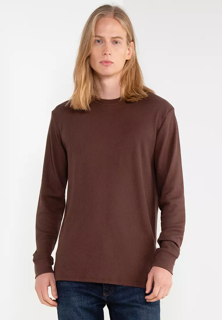 Waffle long sleeve deals shirt mens