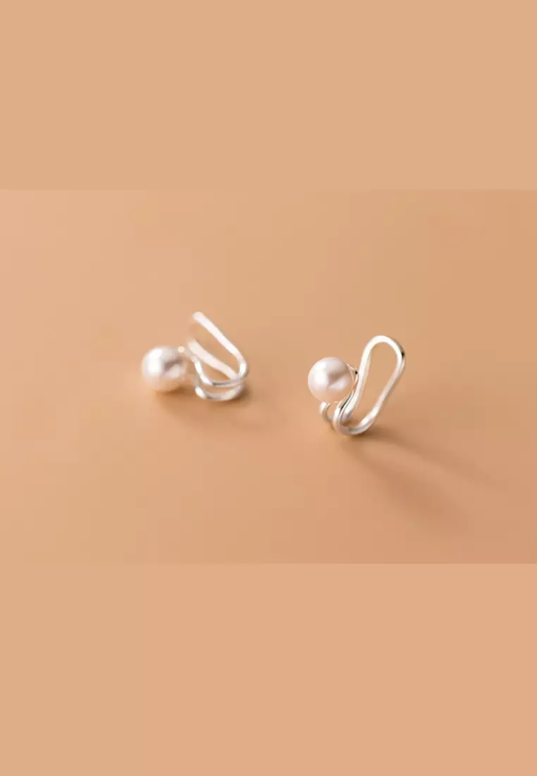 925 Silver Faux Pearl Ear Cuff JW AR-G1717