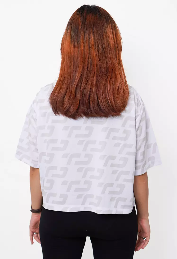 LSB34 baju olahraga wanita crop top oversize big size dry fit gym aerobic zumba poundfit senam putih