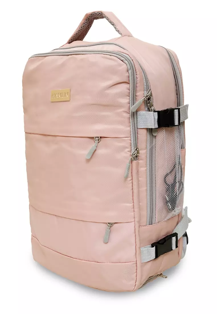 Afra Tas Ransel Wanita Motif Polos Casual Backpack Multifunction Large Compartment Material Nylon ORIGINAL - Pink