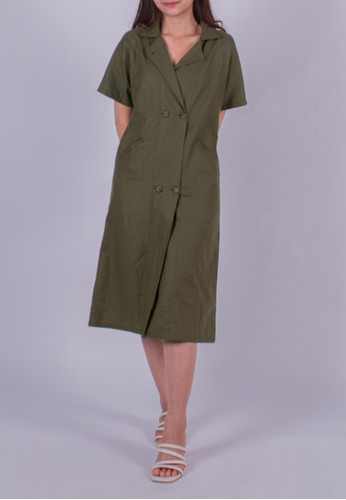 Julia Owers Midi Dress Wanita KYO - Army D164DAAF7CE0DDGS_1