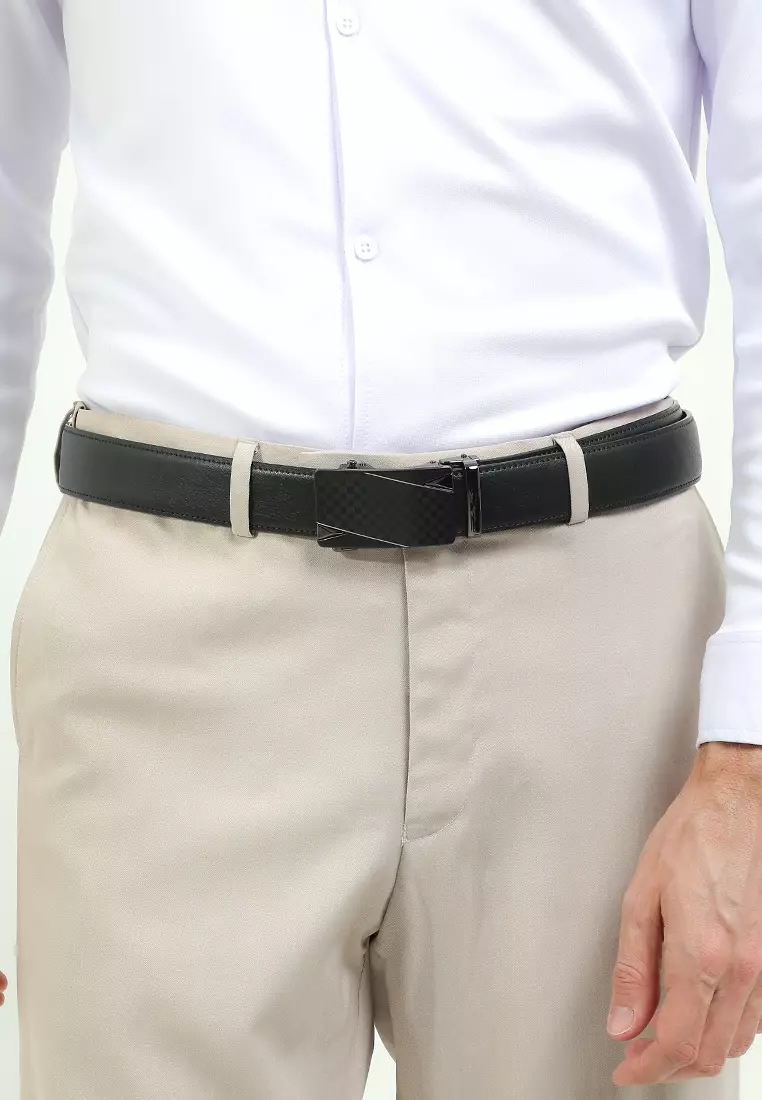 Cavalier Silver Plate Buckle Top Grain Leather Belt