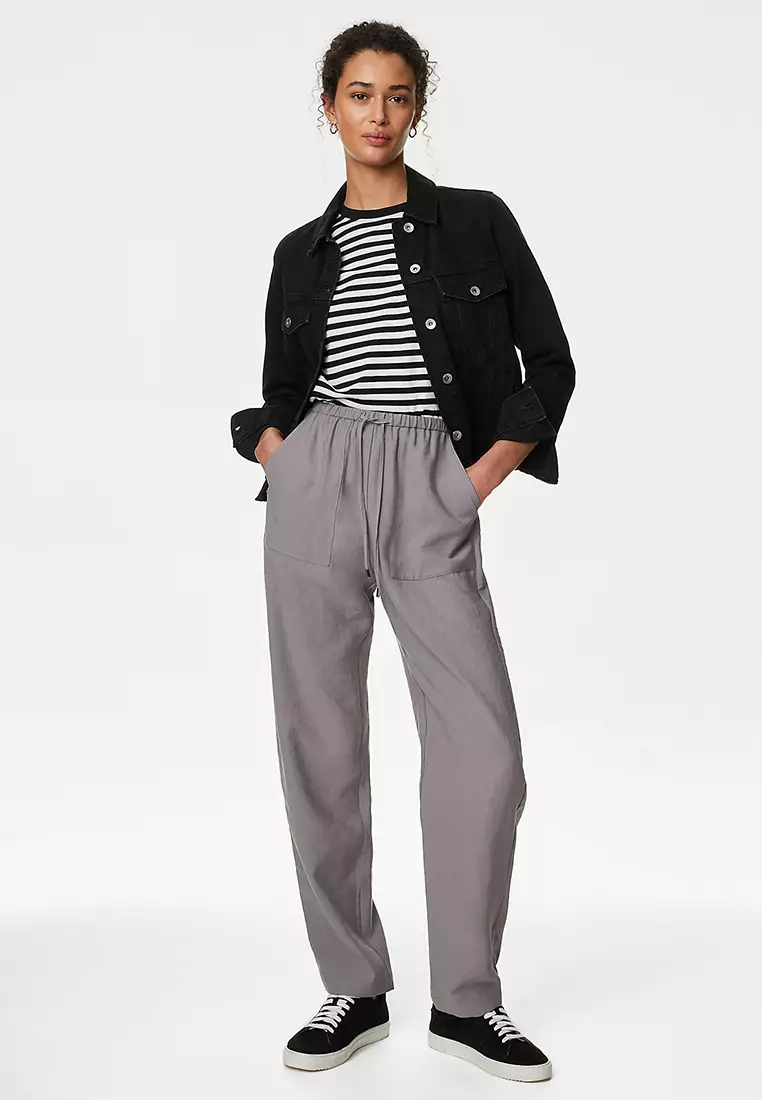 Lyocel Rich Tapered Ankle Grazer Trousers