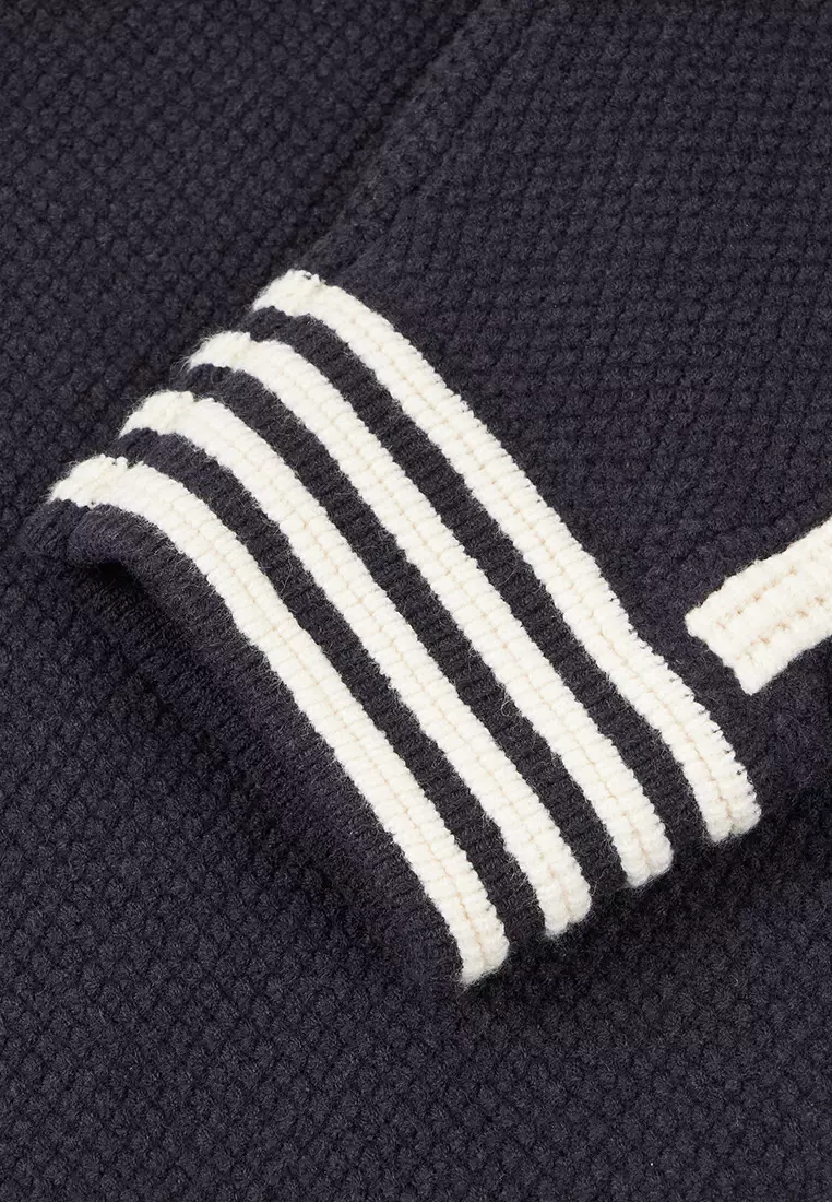 女裝鳶尾花 LOGO 拼色條紋針織外套 開襟毛衣