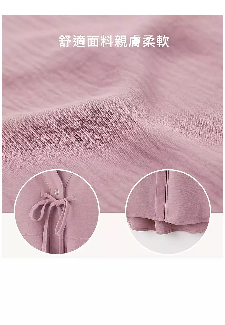 Loose V-Neck Tie Styling Front Short Back Long Side Slit Curved Hem Top [AB18850]