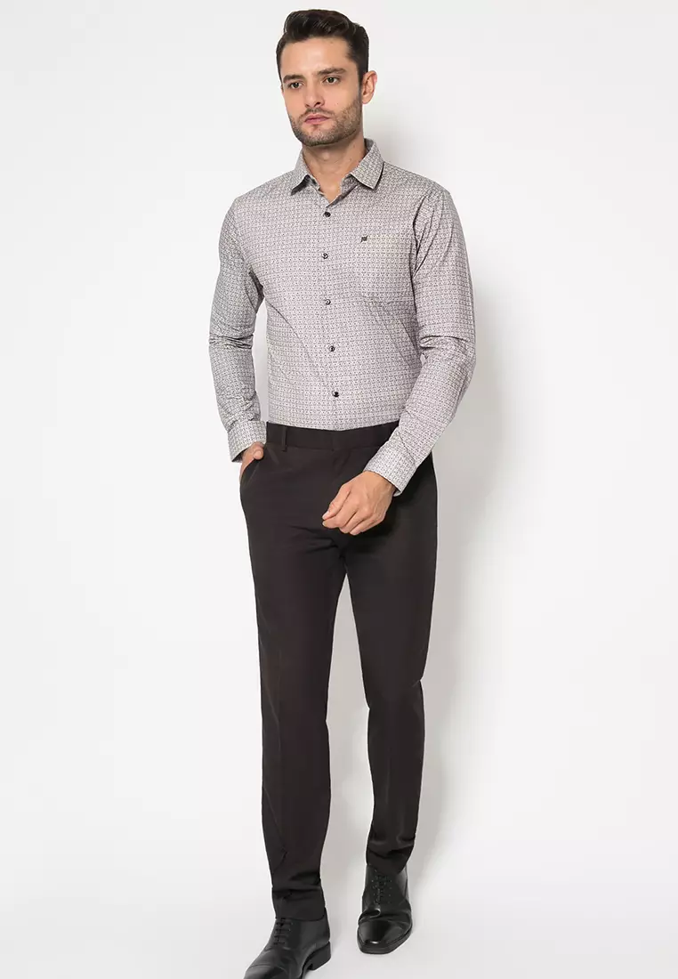 Johnwin - Kemeja Formal - Polkadot - Grey - FSH.650.K394.867.C L/S