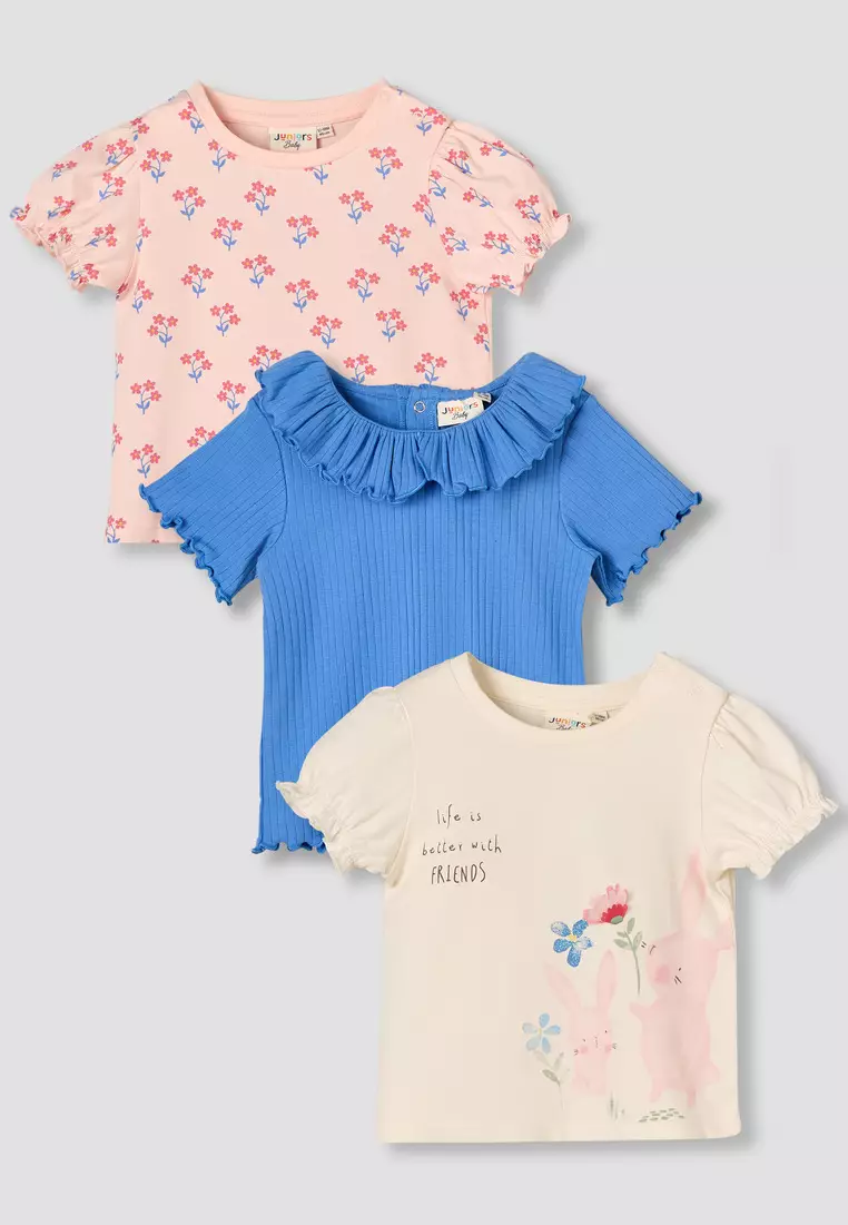 Babyshop Pack Of 3 Juniors Round Neck Short Sleeve T-Shirt