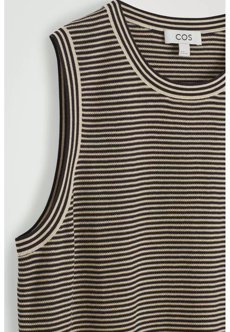 TEXTURED-KNIT STRIPED COTTON TANK TOP