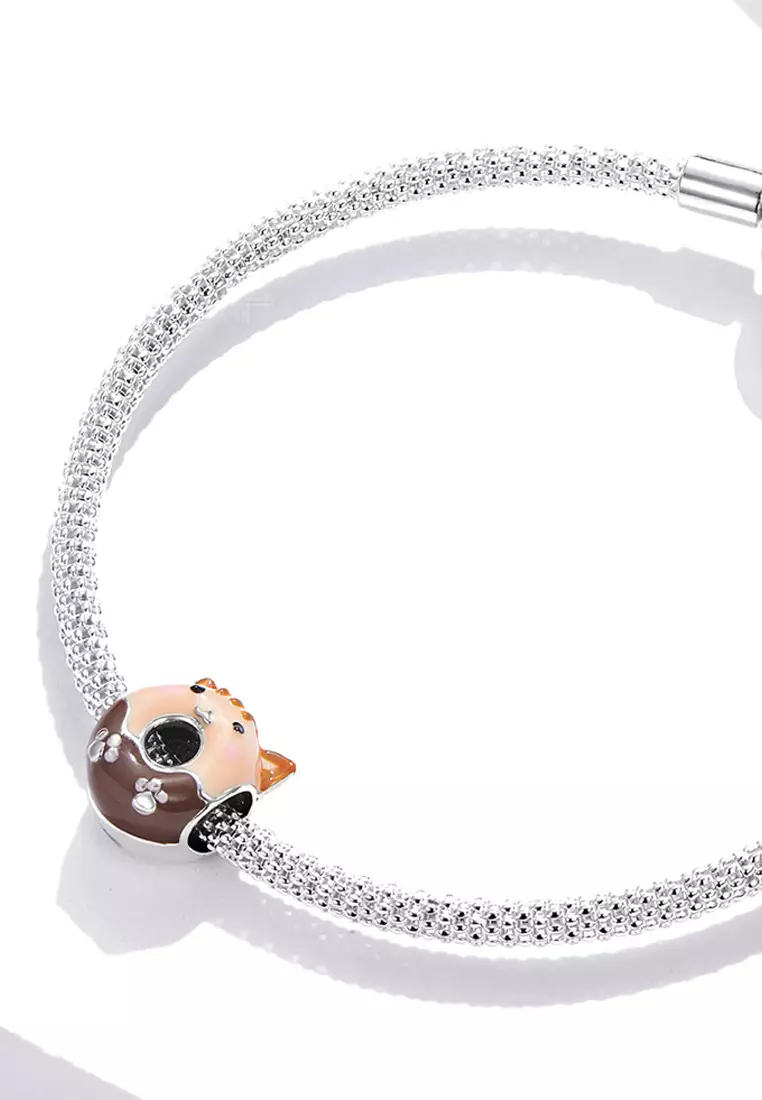 Solid 925 Sterling Silver Cutie Cat Pandora Inspired Charm