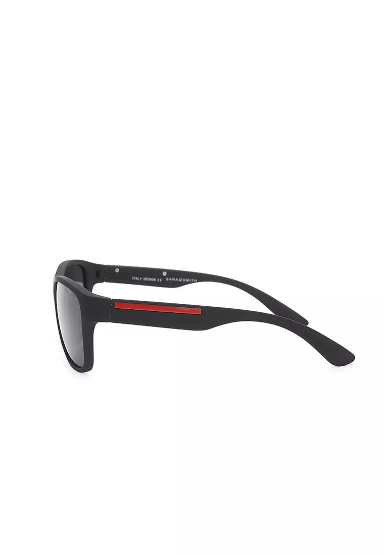 Unisex Casual Polarized Rectangular Sunglasses (Kacamata Hitam) - Hitam / Biru