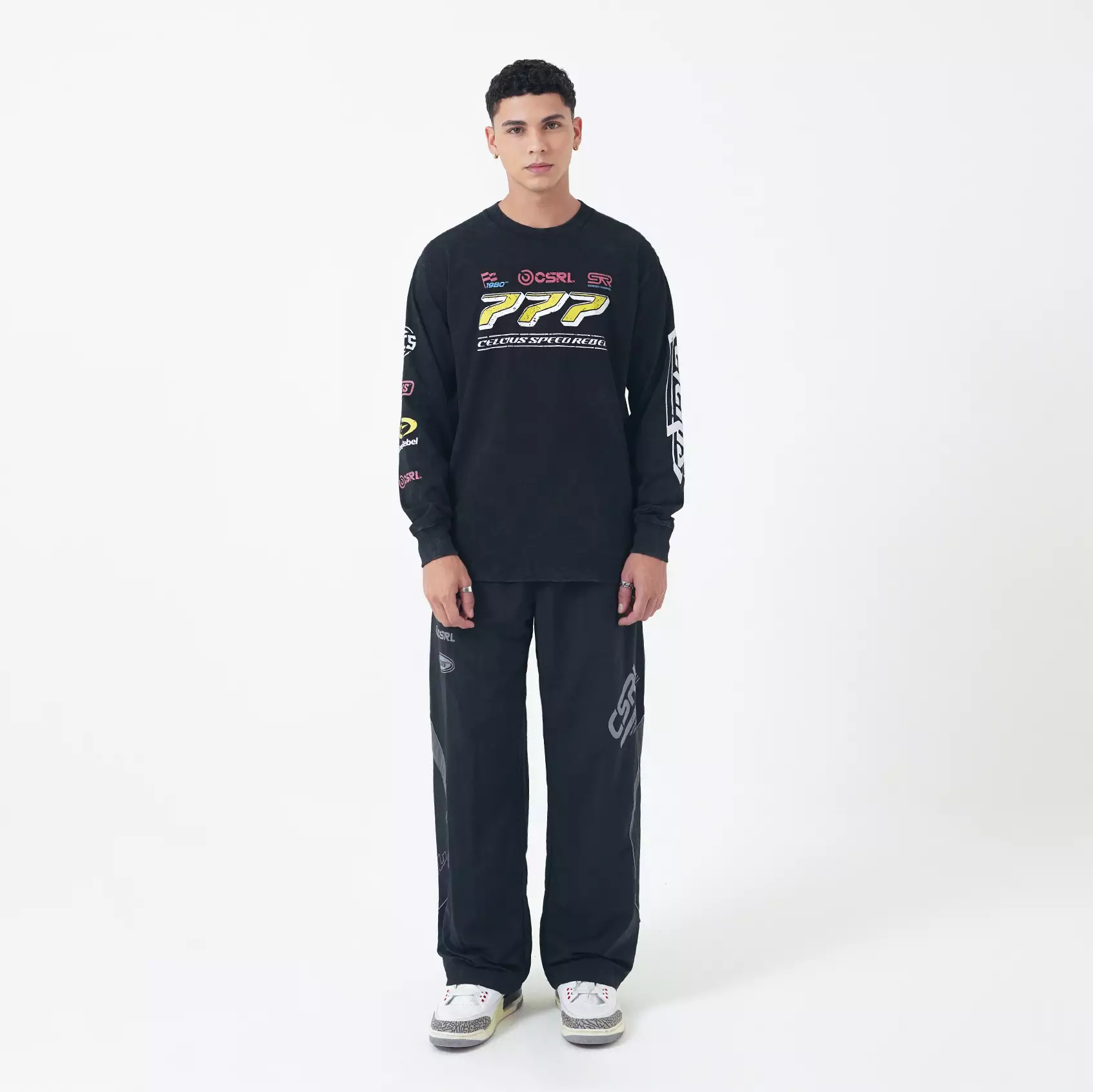 CELCIUS Speed Rebel Washed Paddock Longsleeve T-Shirt LIN001415C Hitam