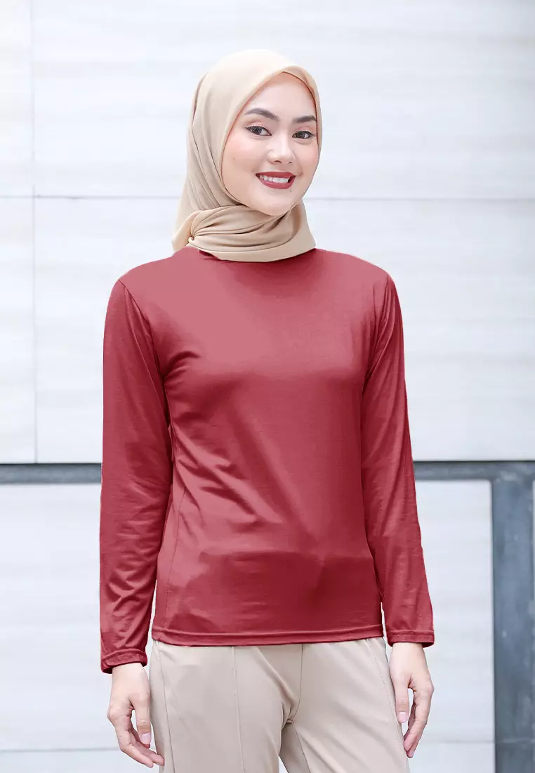 Cotton Bee - Manset Lengan Panjang Aneisha Inner Rayon - Red Cherry - XL 