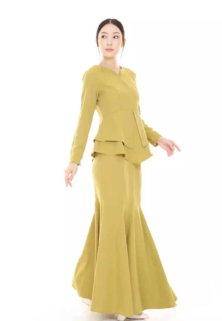 Serena Kurung Modern in Olive Gold