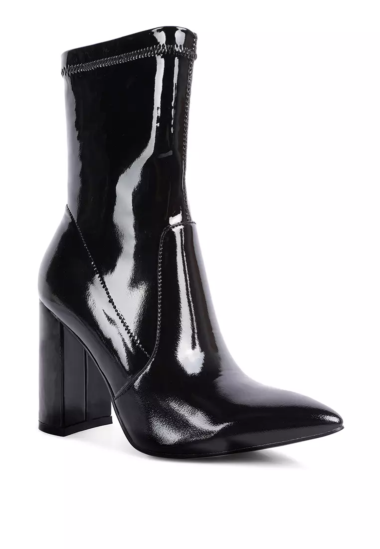 Raya pointed toe ankle best sale boots in black patent