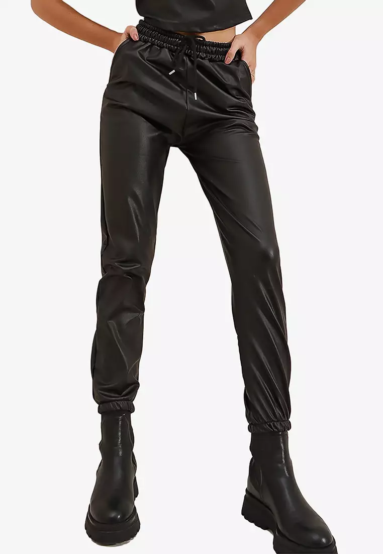 Buy Alacati Classic Faux Leather Joggers 2023 Online ZALORA