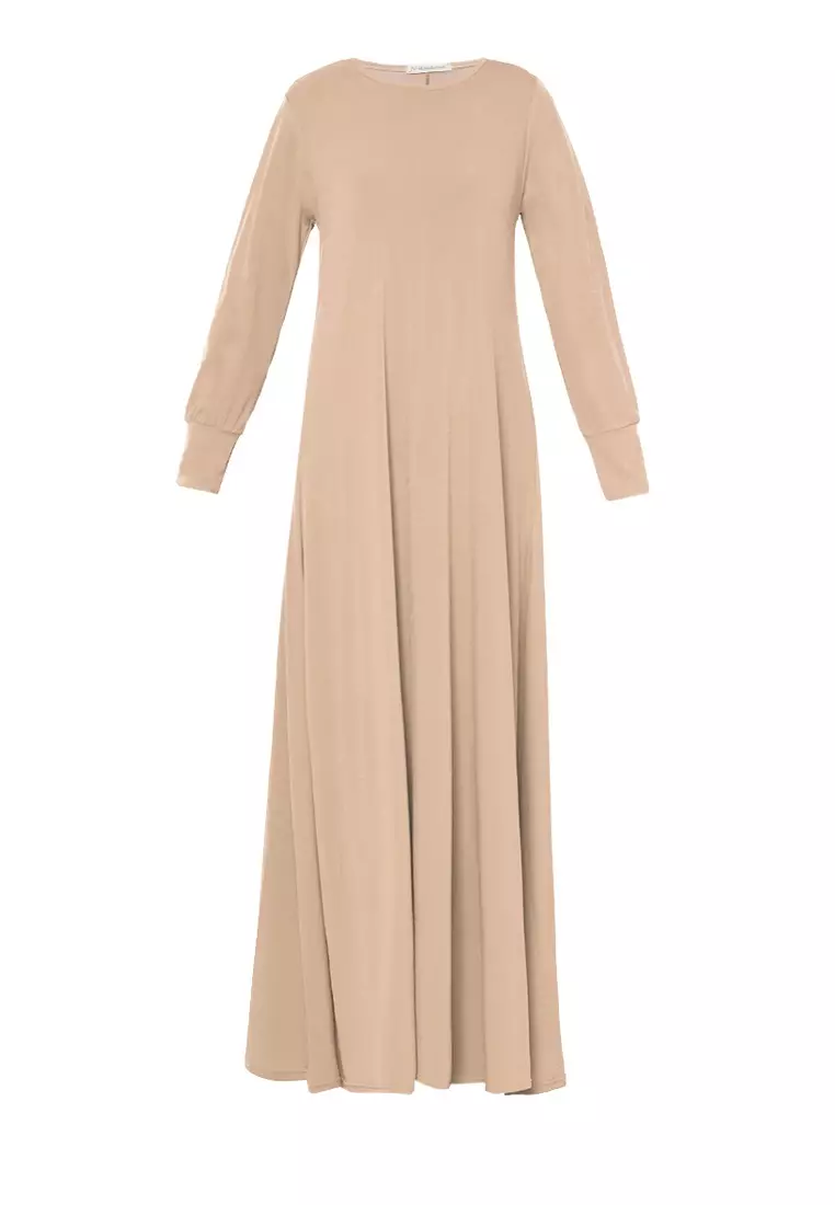 JV Hasanah Alia Basic Dress Mocca | Gamis Polos Jersey Wanita Daily