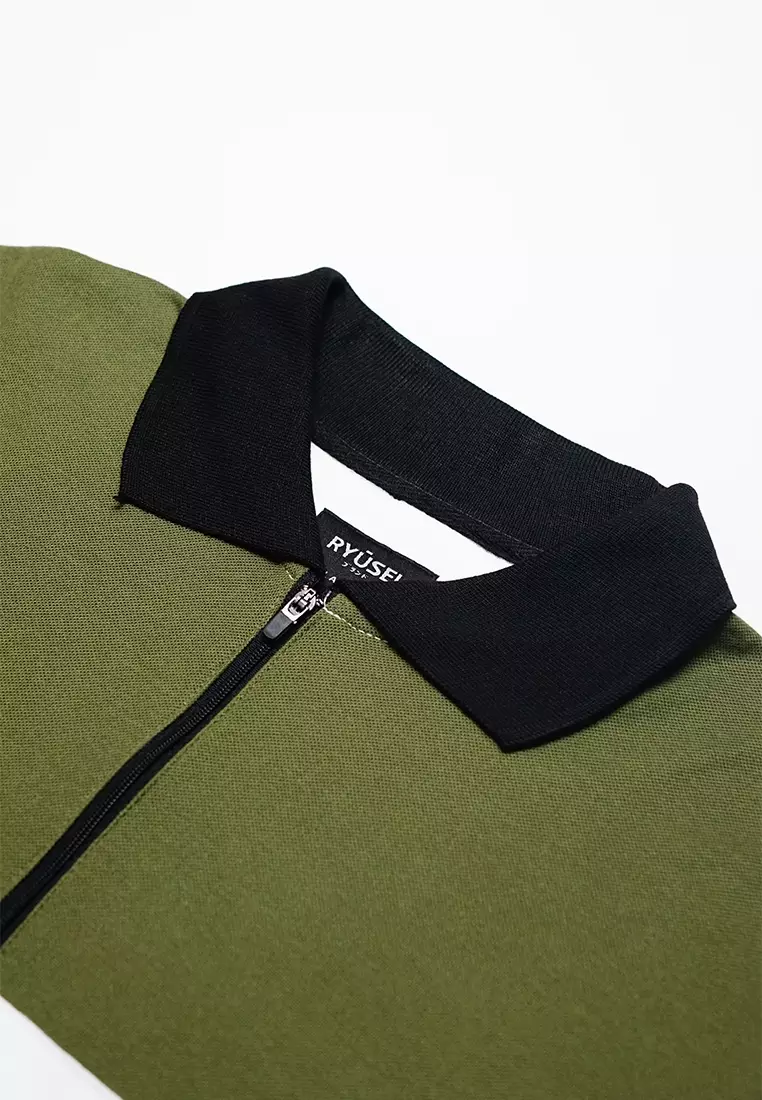 Ryusei Polo Pria Sagahara Army Green