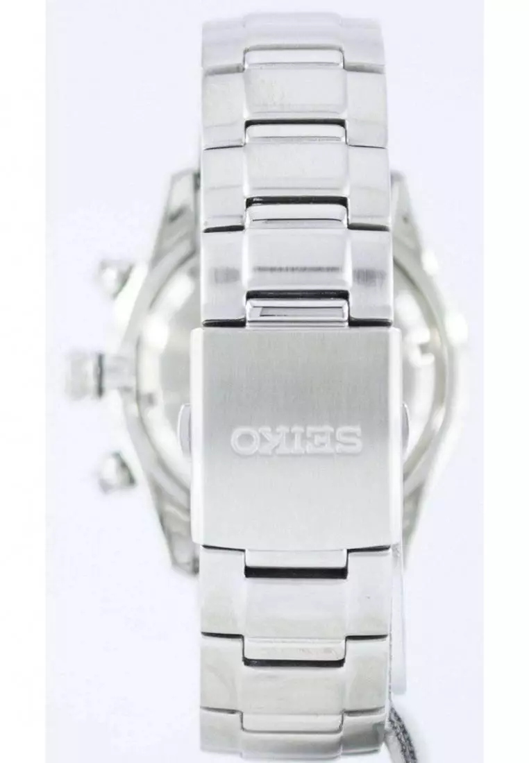 Jam Tangan Pria Seiko Chronograph Original Garansi Resmi Strap Stainless Steel Silver Blue SNAC85 SNAC85P1