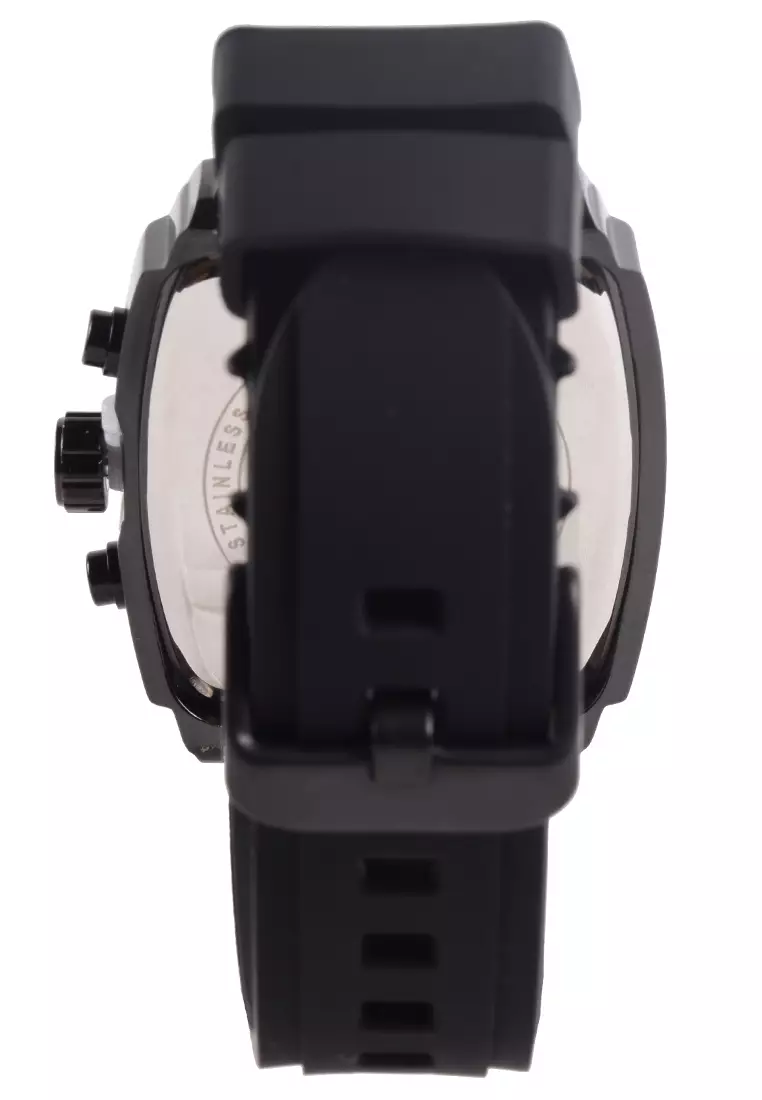 Viral Jam Tangan Chronograph Pria - Black Case Black Rubber Strap - VR018