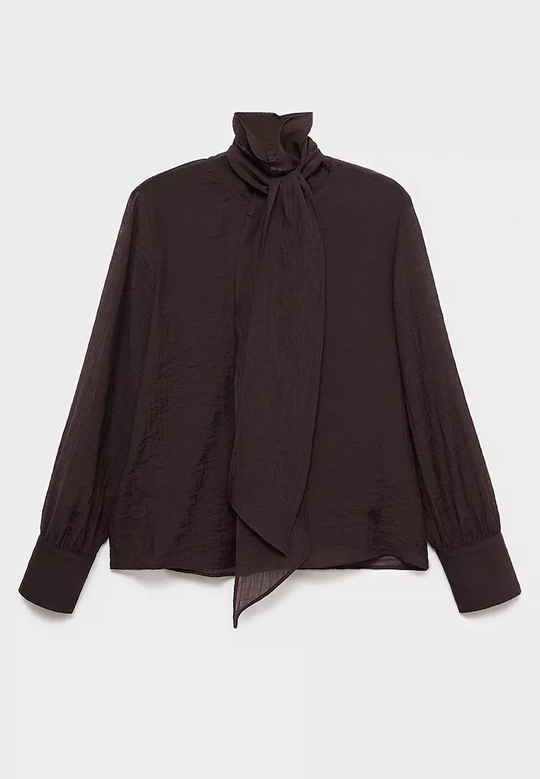 Textured Blouse with Foulard