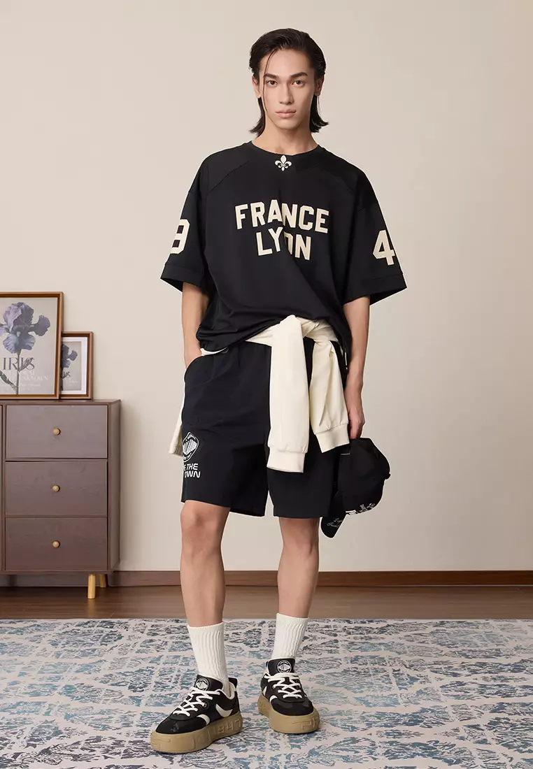 男裝 LOGO 復古風格寬鬆落肩T裇