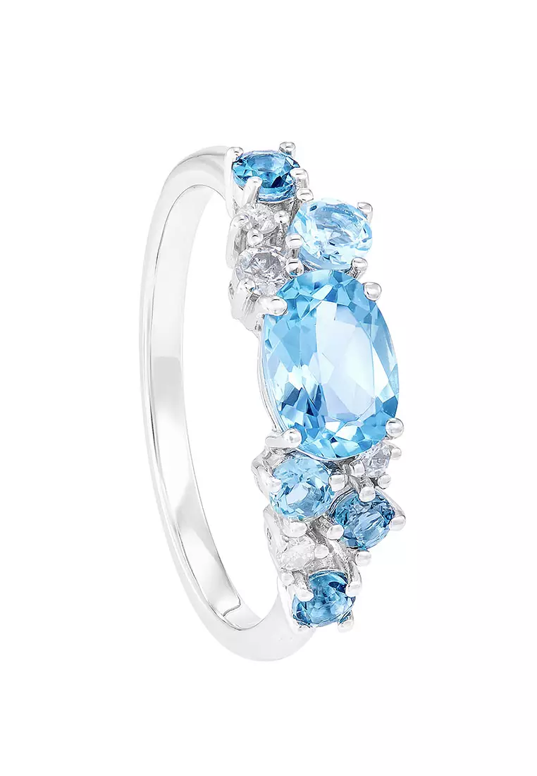 Buy HABIB HABIB Chic Collection Blue Topaz Gemstone Diamond Ring in 375 ...