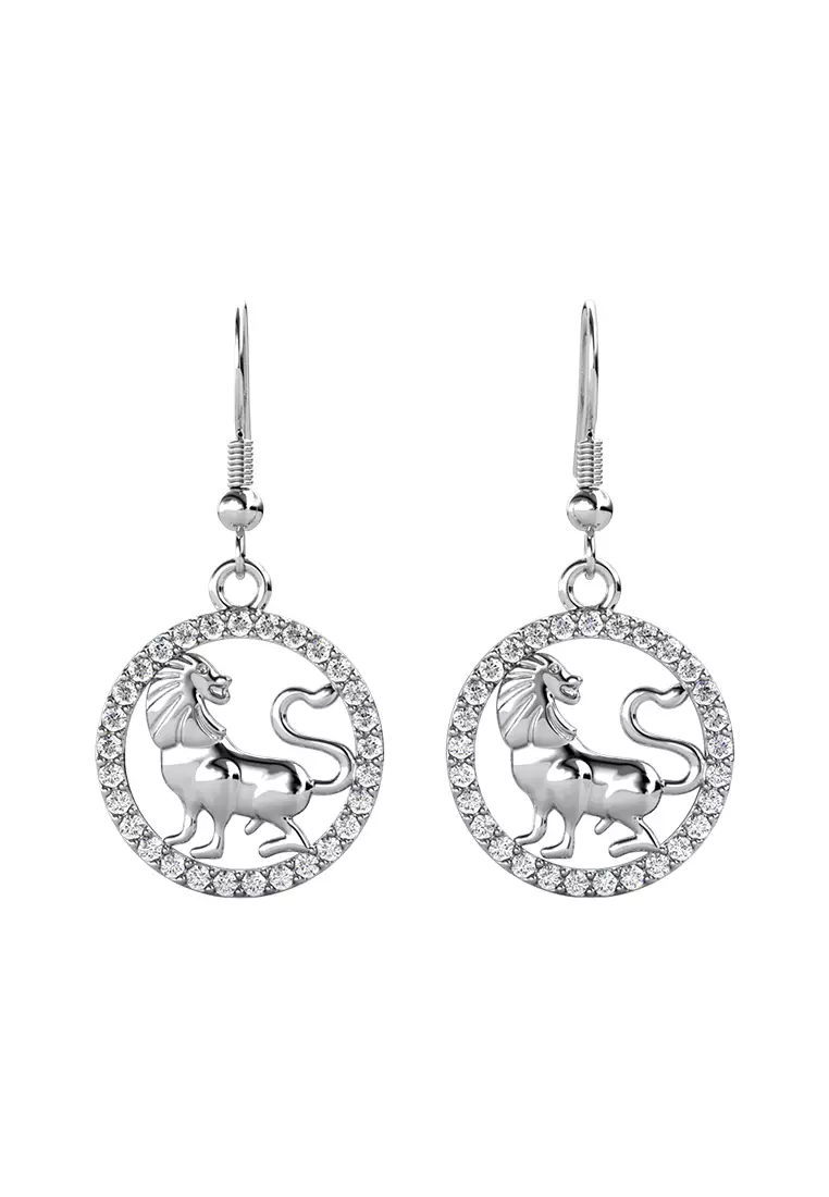 Horoscope Circlet Hook Earring LEO WG  - Anting Crystal Swarovski by Her Jewellery