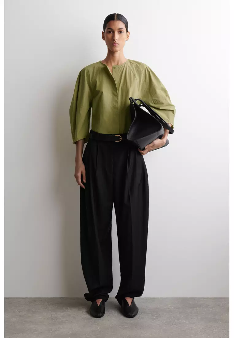 SCULPTURAL PIMA COTTON-POPLIN BLOUSE