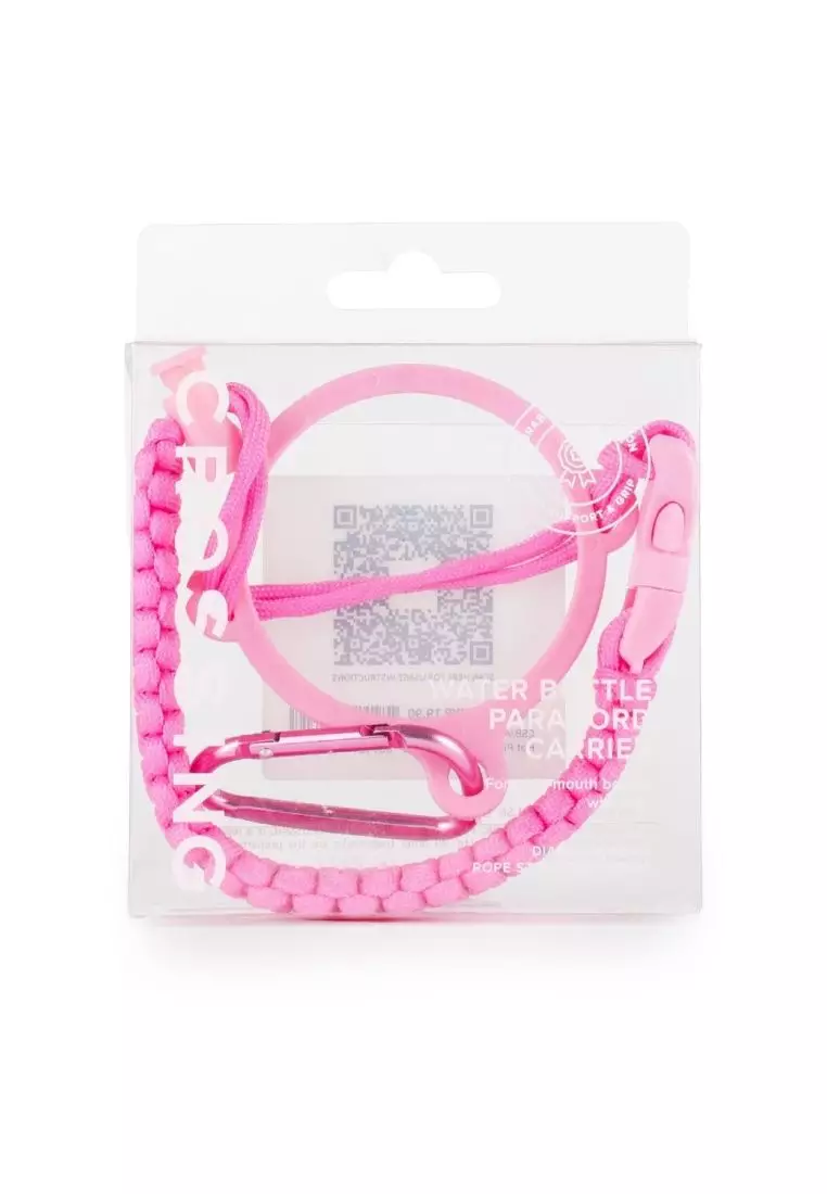 Crossing Paracord Bottle Carrier Strap with Carabiner - Hot Pink
