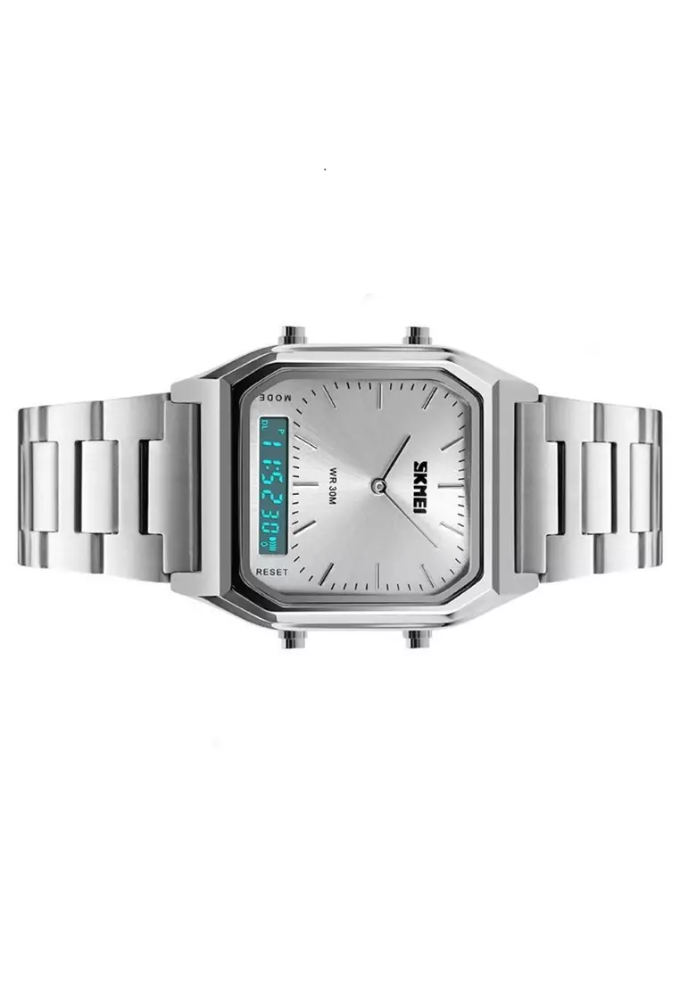 Jam Tangan Digital Analog Pria Waterproof Many Function Strap Tali Material Stainless Steel PQ01 ORIGINAL