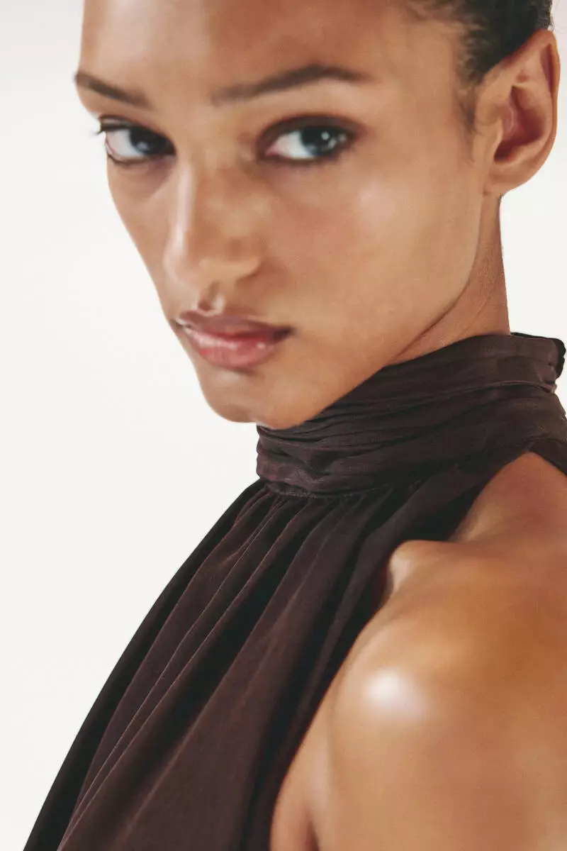 Bubble-hem halterneck top