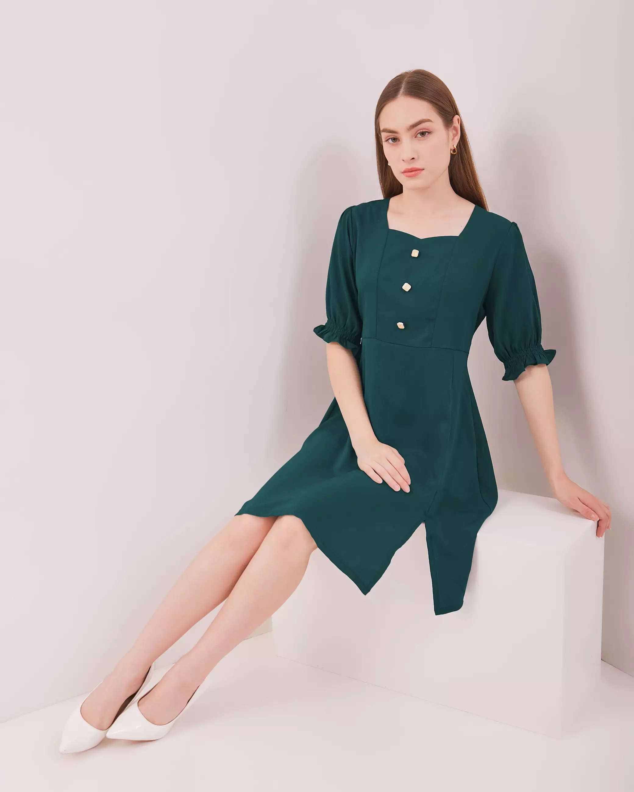 Urban Exchange Melody Dress Green - Gaun Kasual Dress Green Dress Natal