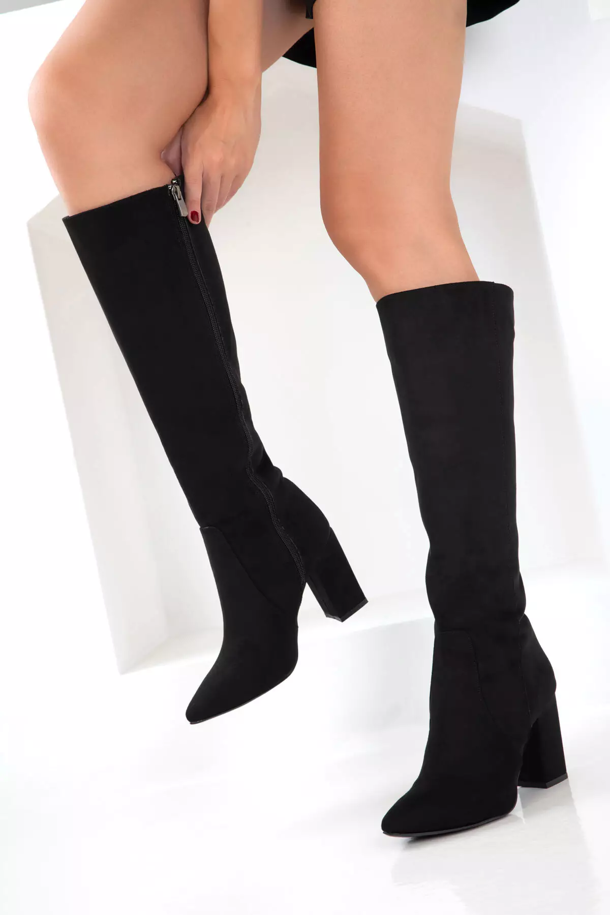 Suede Women'S Boots 19956 - Black
