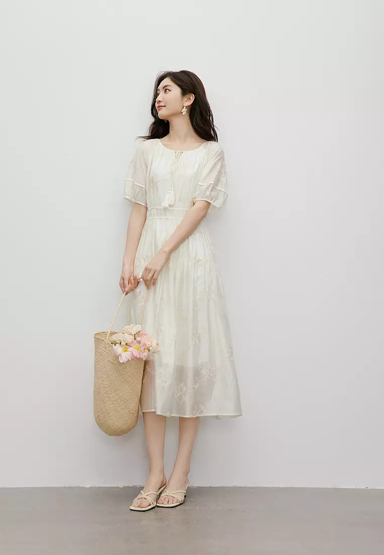 Embroidered Midi Dress