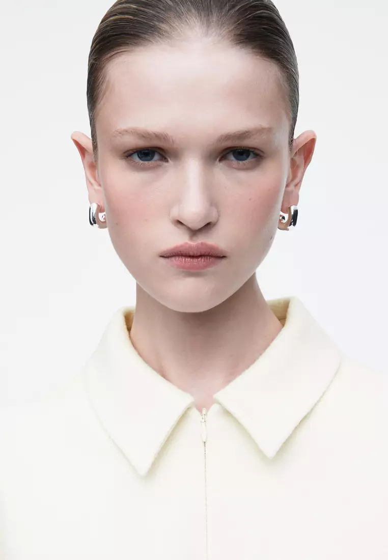 Boiled-Wool Zip-Up Cardigan