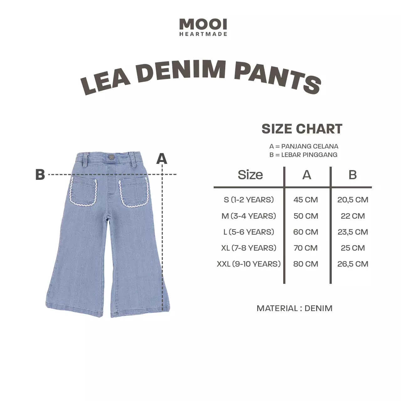 Mooi Celana Jeans Anak Kids Lea Denim Pants - Medium Blue