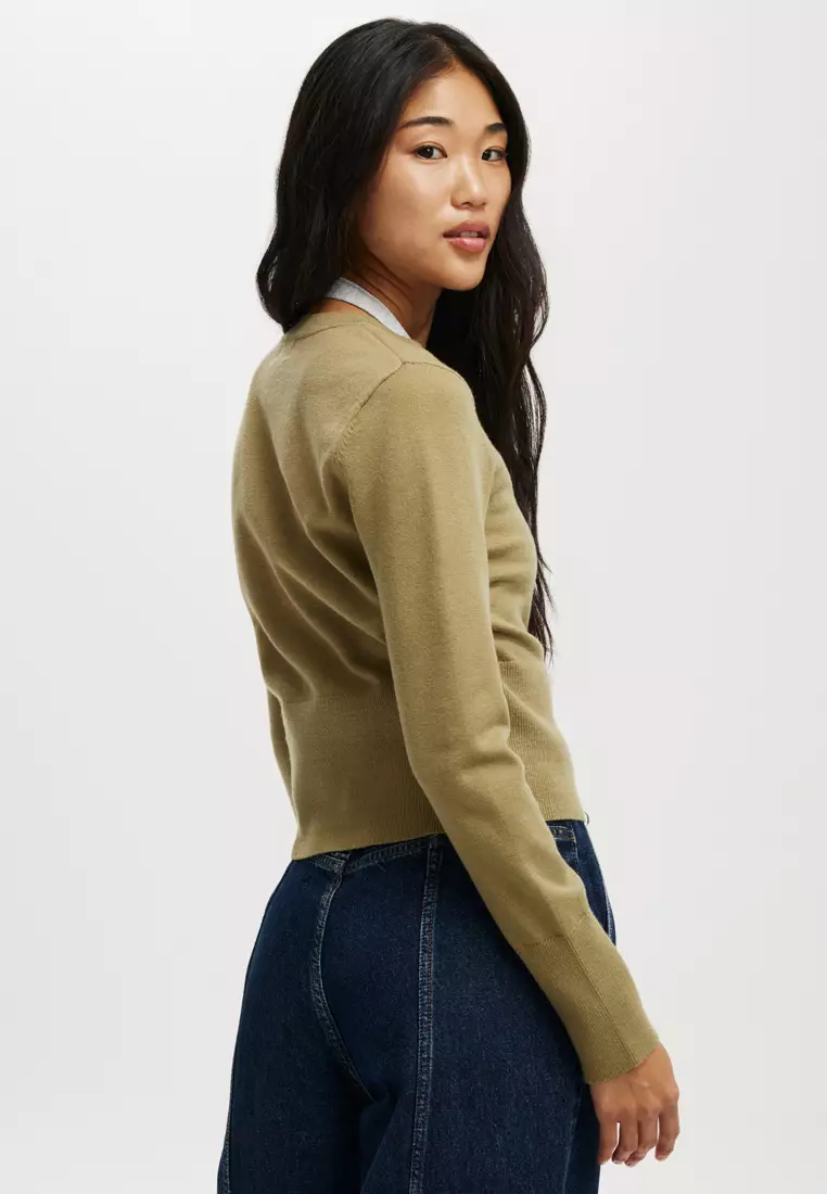 Crew Neck Knit Cardigan