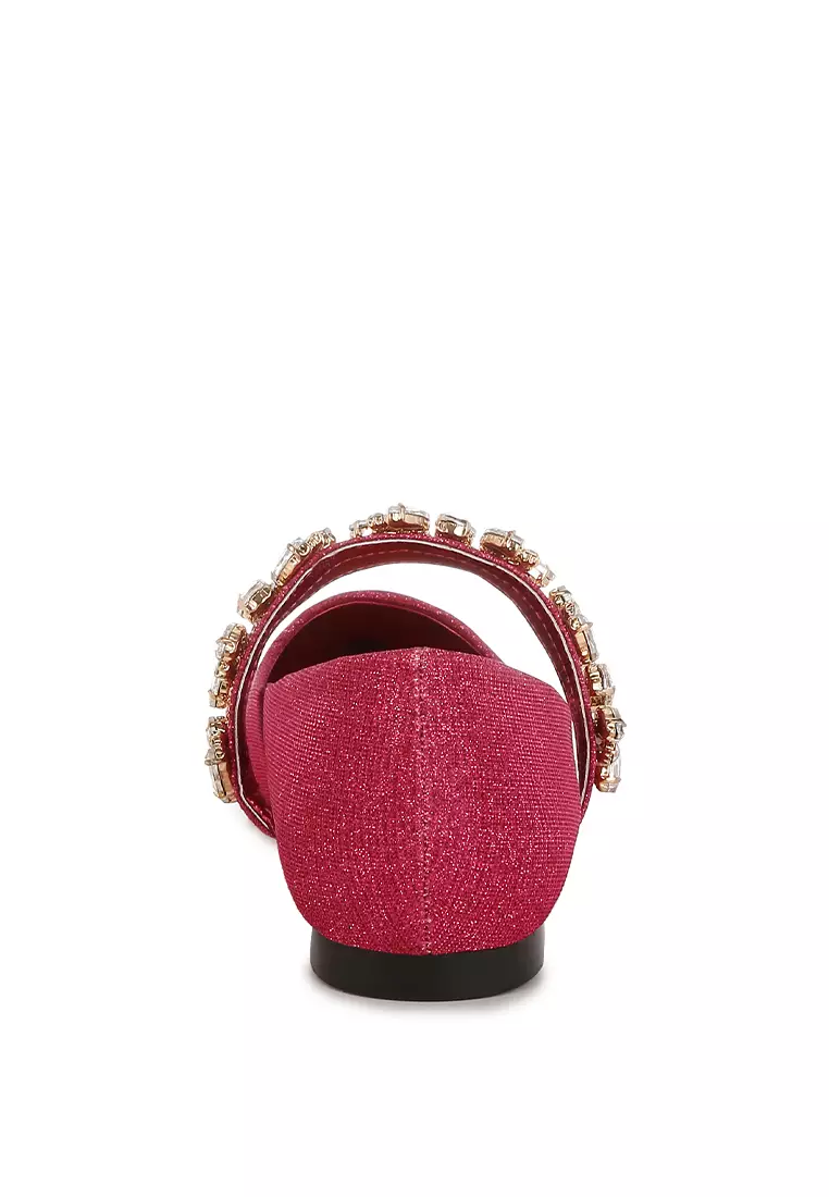 Bros Berlian Imitasi Balerina Glitter Warna Fuchsia