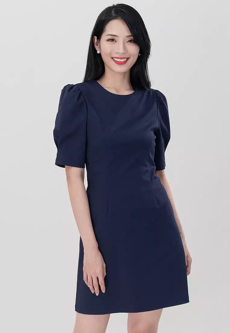 Round Neckline Mini Dress