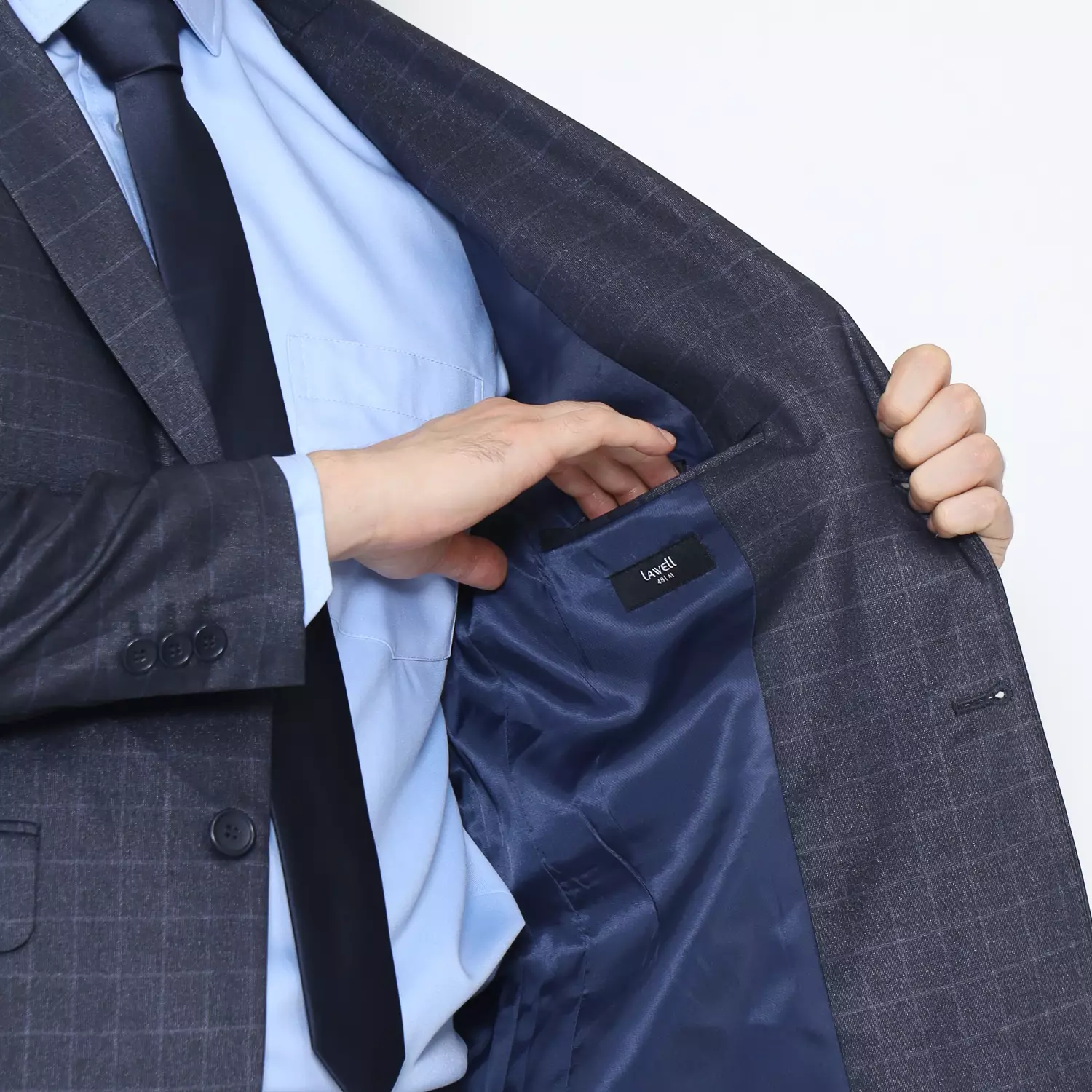 Lawell Jas Pria Formal Navy Motif Windowpane – Jas Kancing Dua | Kenzo