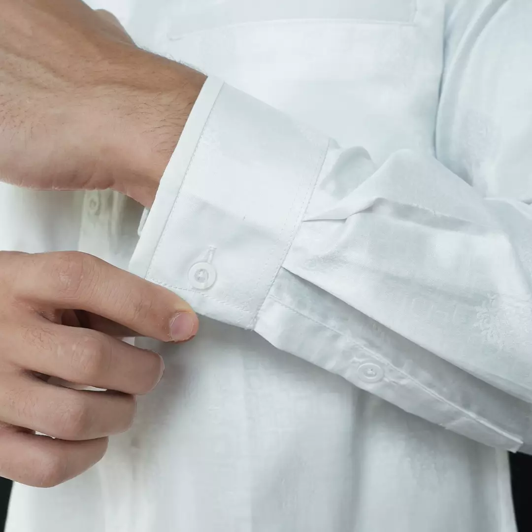 Casella Baju Koko Pria Lengan Panjang | Baju Koko Batik Syam 9982 White