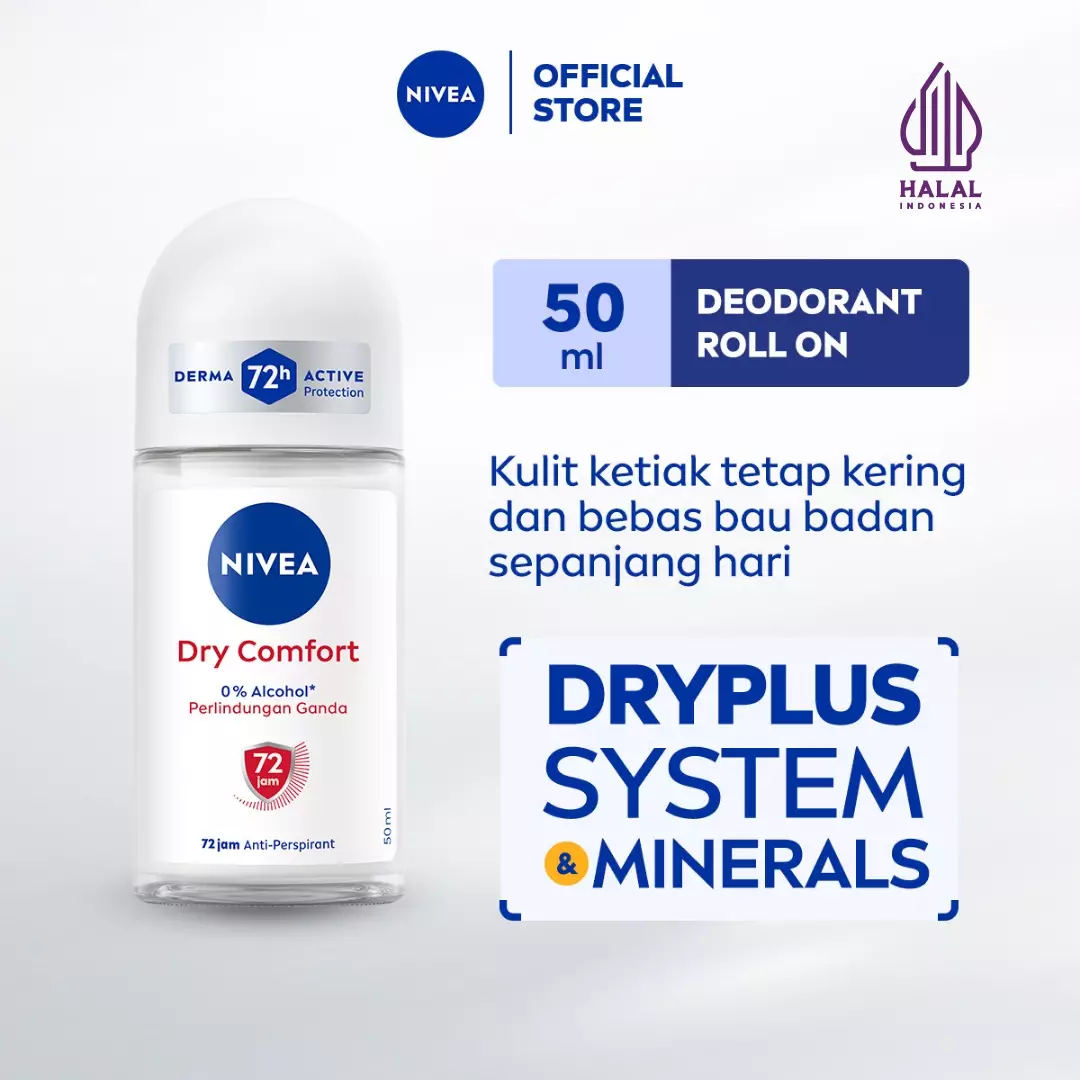 NIVEA Deodorant Dry Comfort Roll On 50ml - Twin Pack