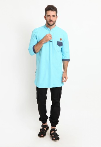 Jual ZAYIDAN Kaos  Gamis  Denim  Pocket Zayidan Bluesky 