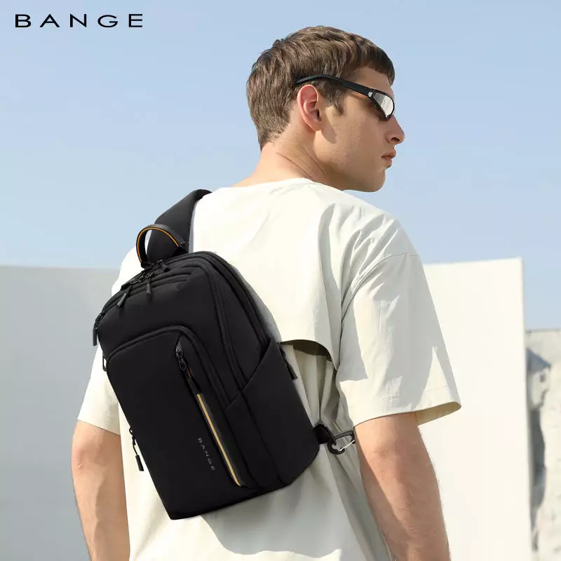 BANGE Tas Selempang Pria Waist Bag Pria Sling Bag Pria BG7868-Black